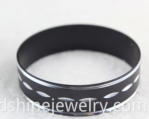 Black Aluminium Wide Bangles